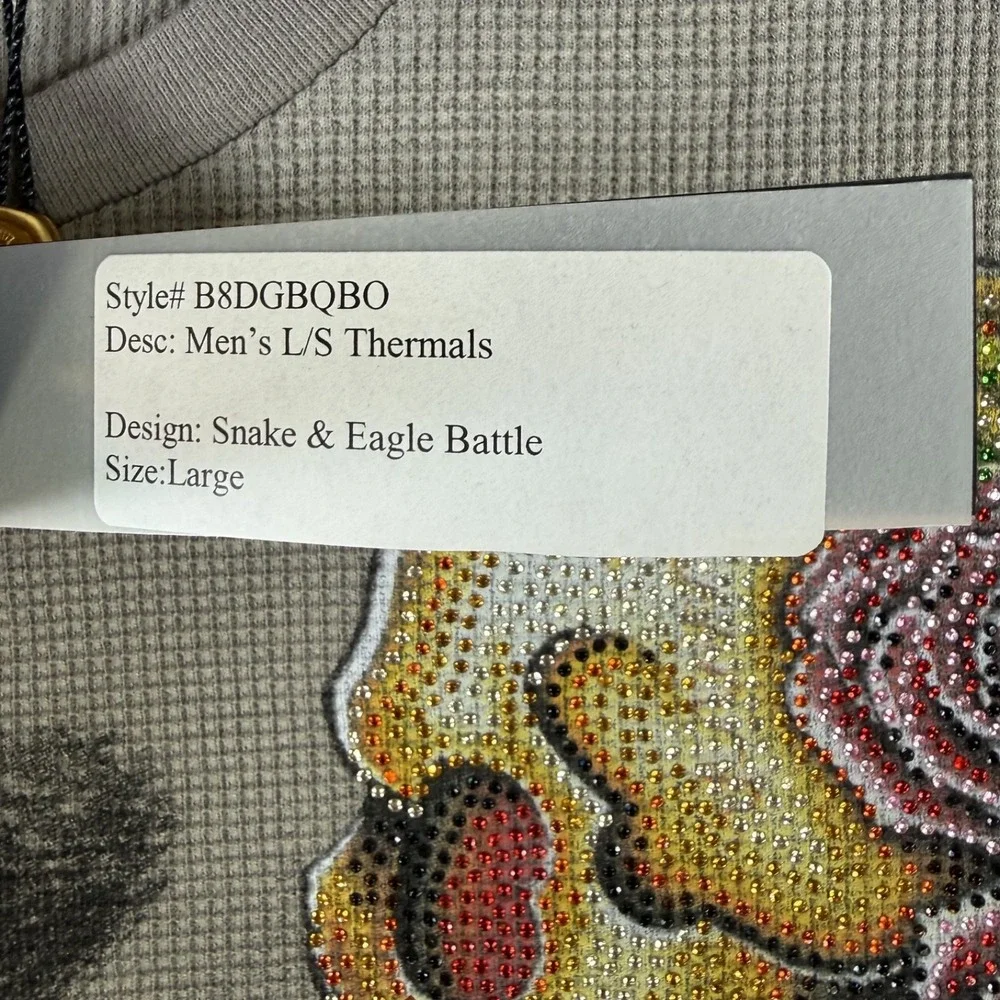 Christian Audigier Thermal Shirt Men Large Gray Snake Eagle Skulls Battle Y2K